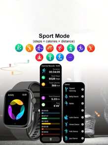 Reloj inteligente con pantalla táctil HD de 2,01", con llamadas y mensajes, conexión inalámbrica, correa de silicona, diseño cuadrado de moda, compatible con Android e iOS, batería grande de 200mAh - Rosa - Ver 5