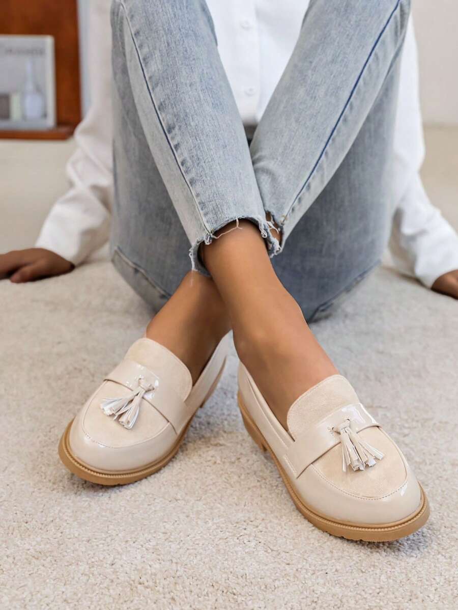 Spring & Autumn New Women Metal Loafers Flats Casual Slip-On Boat Shoes - Khaki - View 1