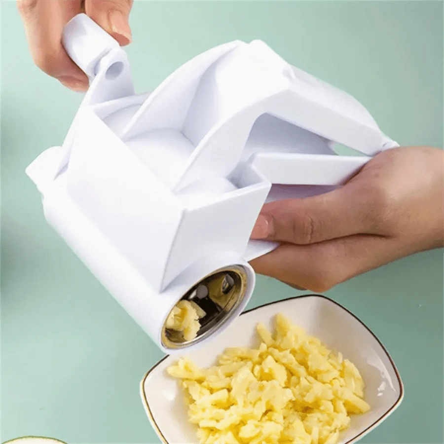 1pc Creative Cheese Grater Hand-Cranked Cheese Mill For Multi-Purpose Cheese And Vegetable Slicer, Manual Rotary Cheese Grater - White - View 1