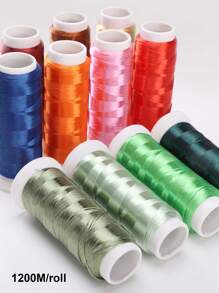 1200m/rouleau Fil de fleur enveloppé de velours sans nœud en polyester - Matériel pour épingle à cheveux, broche et franges de style antique fait à la main. Utilisé pour la fabrication de bijoux tissés à la main, assortir la fabrication de bijoux, etc.