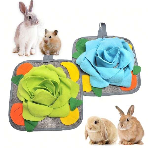 1pc Interactive Rabbit Snuffle Mat - Engaging Slow Feeder & Foraging Skills Training Pad, Polyester Fiber, Colorful Design With Hanging Loop For Small Pets, Rabbit Accessories