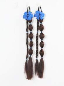 2pcs Cosplay Wig Braid Ponytail New Chinese Style Grip Bubble Braid Small Braid Hair For Kids - Brown - View 11