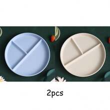 5件套圆形分餐盘微波炉适用食物盘水果沙拉托盘厨房餐具塑料餐盘 - 彩色 - 查看 13