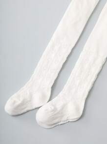 2pcs Girls' White Heart Print Tights - White - View 6