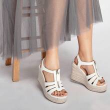 Women's Classic Summer Platform Dress Sandals Wedge Ankle Strap Round Open Toe Sandals Comfy Sloping High Heels For Women Casual Beach - trắng - Xem 4