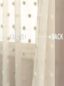 1 件现代简约白色 3D 毛球图案半透明窗帘，装饰白色窗帘适用于卧室、客厅、家居装饰，适合所有季节 - 米色 - 查看 6