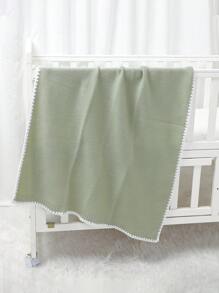1pc Baby Knitted Swaddle Blanket, Casual Simple Sophisticated Edged Stroller Blanket, Suitable For All Seasons - Green - View 4
