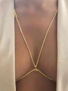 Fashionable & Elegant Gold Plated Rhinestone Hollow Waterdrop Necklace