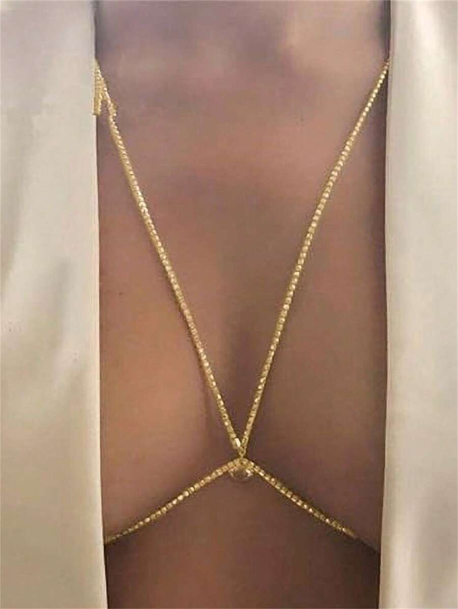 Fashionable & Elegant Gold Plated Rhinestone Hollow Waterdrop Necklace