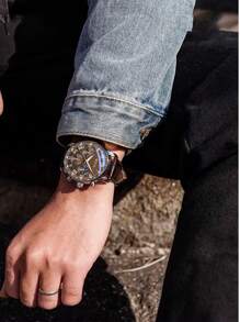 1 pezzo Orologio da polso business da uomo, orologi da uomo di lusso dei migliori marchi, orologio da uomo al quarzo sportivo, regalo con cinturino in pelle sintetica - Orologio casual elegante e confortevole