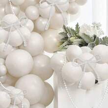 78 Piece White Balloon Arch Kit, Pearl White Balloons With Pearl Bows And Pearl Strings, Perfect For Wedding Decoration, Birthday, Bridal Party, Party