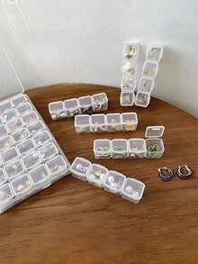 1pc Transparent Portable Jewelry Storage Box, Necklace Earrings Rings Anti-Oxidation Detachable Organizer Container, Accessories Case