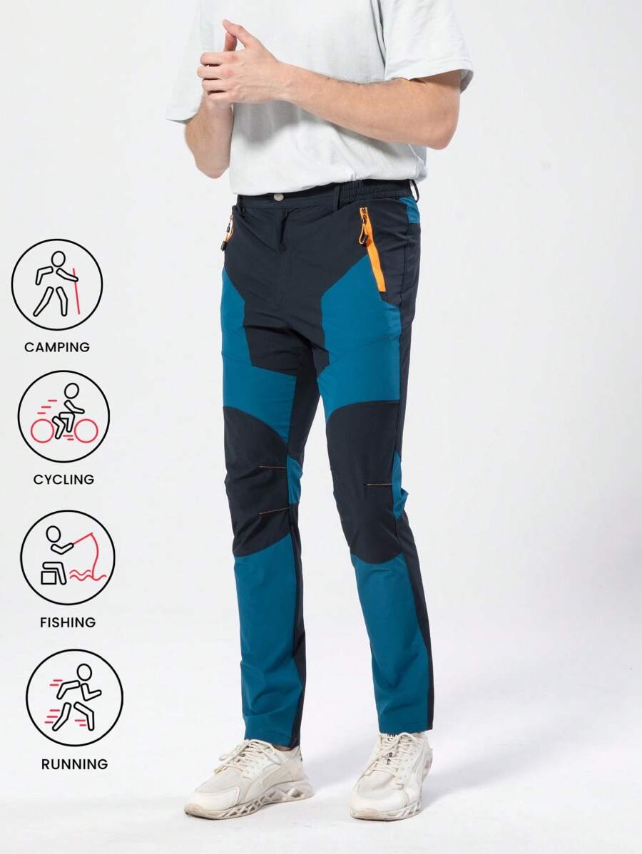 Outdoor Sports Elastic Quick-Dry Pants For Men, Lightweight Breathable Fabric, Water-Resistant Design For Hiking, Running