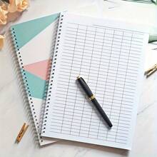 1 Spiral Notebook Universal Grid Attendance Record Book, Work Log Horizontal Version (23 Rows And 14 Columns), Vertical Version (34 Rows And 8 Columns), Data And Inventory Management Ledger, Financial Accounting, Student And Work Purpose - Text,Back To School,School Supplies