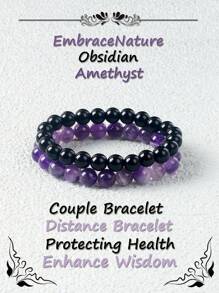 2pcs/Set Natural Stone Bracelet Amethysts Fluorite Green Aventurine Turquois 8mm Beads Bracelet Set