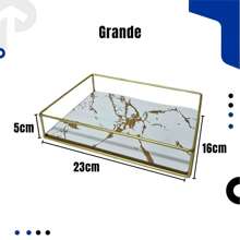 Decorative Rectangular Mirrored Or Marbled Tray In Wood Or Gold Metal For Bathroom - Multicolor - View 7