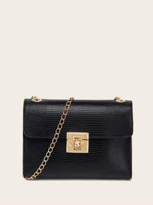 1 pezzo Borsa a tracolla a catena con stampa di lucertola e chiusura a gancio, borsa a spalla, portamonete, adatta per uso quotidiano, feste, ideale come regalo - Borsa con motivo lucertola - Visualizzare 9