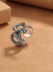 1pc Men's Adjustable Zinc Alloy Python Shaped Open Ring, Retro & Creative Personalized European And American Style, Gift For Men