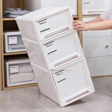 Scatole di stoccaggio impilabili, realizzate in materiale PP, contenitori di stoccaggio stile cassetto, salvaspazio per casa, soggiorno, camera da letto, ufficio, organizer da scrivania