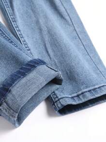 Men's Jeans Elastic Tight Casual Solid Color Ripped Skinny Pants