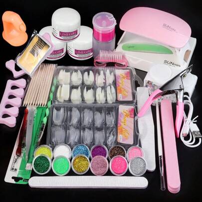 24 In 1 Acrylic Nail Kit For Beginners 12 Color Glitter Acrylic Powder White Clear Pink Acrylic Powder Nails Extension Professional Nails Kit Acrylic Set Manicure Tools Acrylic Supplies Gift For Women
