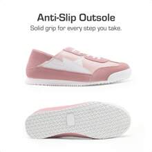 Boys Girls Sneakers Retro Slip-On Lace Up Classic Casual Tennis Lightweight Breathable Walking Shoes For Little/Big Kid - 粉色 - 查看 5