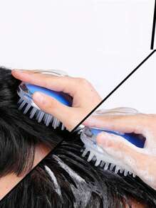 1 件装透明水晶硅胶头皮按摩刷、洗发梳、缓解头皮瘙痒 - 彩色 - 查看 3