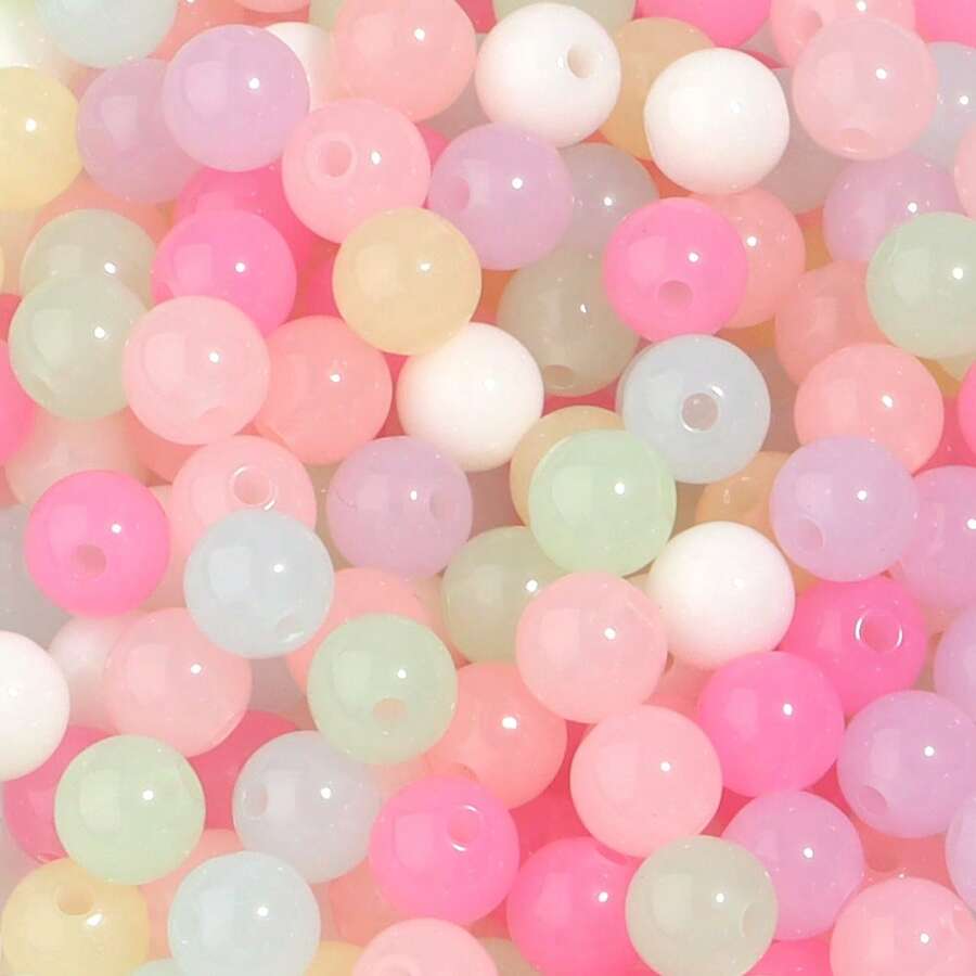 20-500 hạt/gói Acrylic trong suốt màu thạch tròn, thời trang pha trộn màu sắc dễ thương tươi mới phong cách kích thước khác nhau DIY làm đồ trang sức thủ công cho vòng tay, vòng cổ, mặt dây chuyền điện thoại, móc chìa khóa