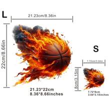 1/2/4 件火焰篮球热转印贴纸，卡通图案熨烫贴片，防水可洗热压服装装饰 - 彩色 - 查看 4
