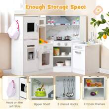 Kids Corner Kitchen Playset Wooden Pretend Play Toy With Microwave - White - View 8
