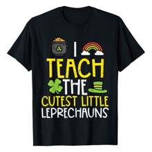Teach The Cutest Little Leprechauns St Patricks Day Teacher T-Shirt ,Women's 100% Cotton Casual T-Shirt, Soft And Breathable Fabric, Relaxed Fit Short Sleeve Crew Neck, Perfect For Everyday Wear, Outdoor Activities, Travel, And Layering, Effortlessly Stylish And Comfortable!