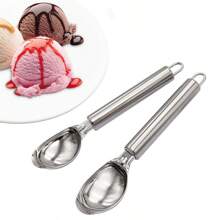 Cuchara para helado de acero inoxidable, cuchara de doble uso para frutas y para servir bolitas de helado - Plateado - Ver 1
