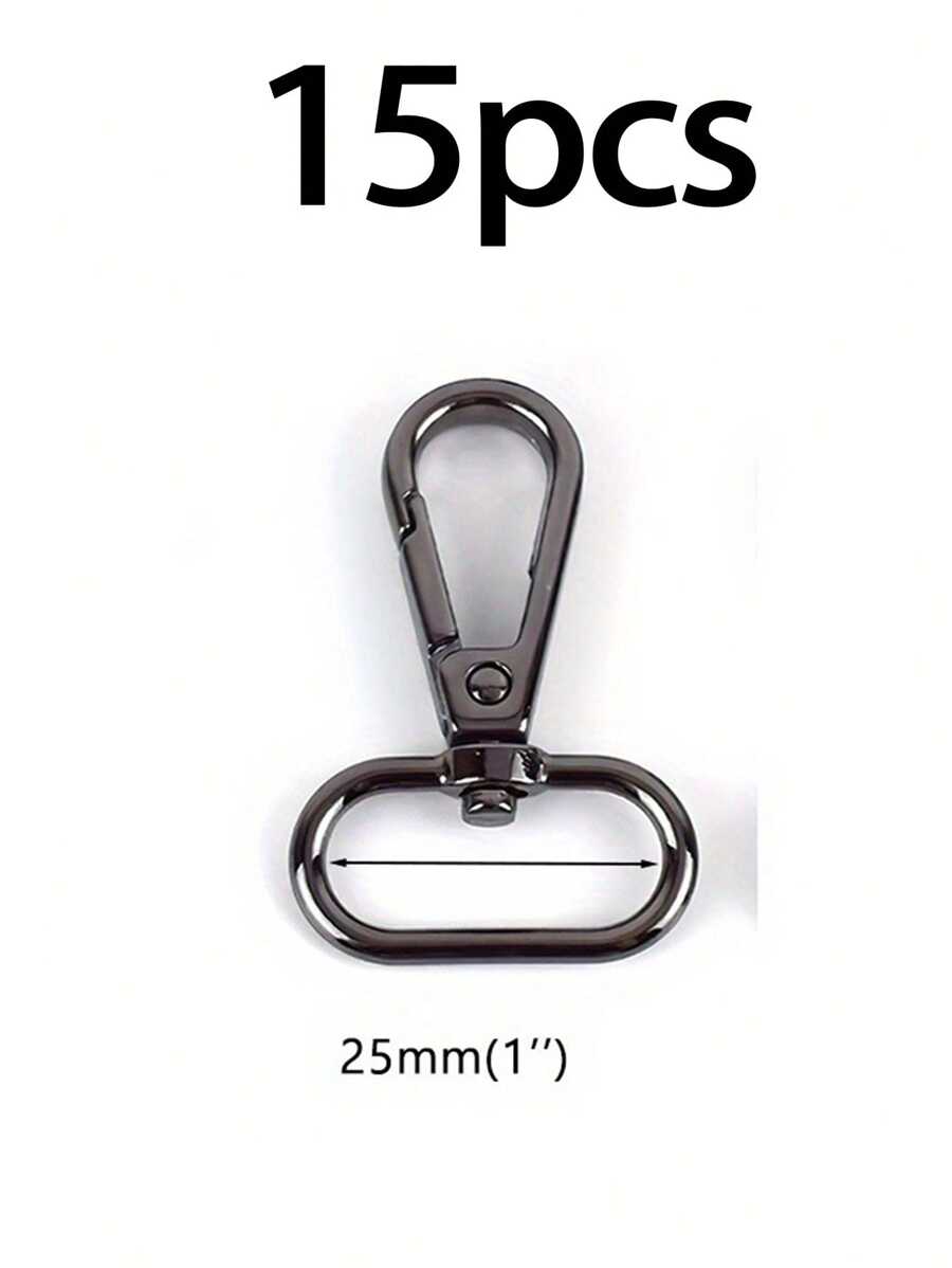 15pcs Gun Color Hardware Accessory Package, Including Metal Buckle, Chain, Rotation Lock, Key Ring, Metal Lock Clasp - Gun color - View 1