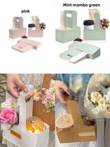 5件/10件/25件咖啡提花盒(白色、棕色、粉色、绿色)、活动派对盒、牛皮纸花篮、奶茶包、外卖盒、甜品蛋糕花束盒、花卉配件,适用于聚会、母亲节礼物、生日派对、公司团队建设、朋友礼物、随身携带的会议礼物、办公室、户外。 - 彩色 - 查看 28