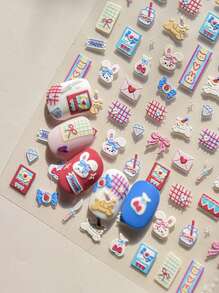 1pc Kitten Cartoon Nail Charm Sticker DIY Art Cute Style 3D Nail Art Decoration Sticker