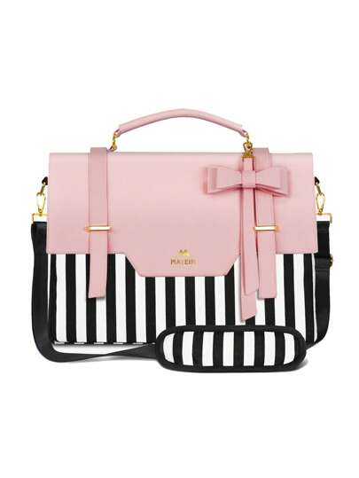MATEIN 15.6-Inch Convertible Laptop Briefcase For Women, Pink Leather Crossbody & Shoulder Bag, Kawaii Lightweight Messenger & Tote Bag With Bow, Adjustable Sling Backpack, Waterproof Anti-Theft Business Briefcase – Ideal For Travel, School, Office And Daily Use, Gift