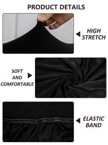 1 件牛奶丝裹身床裙，纯色或印花，四面弹力床裙，适合卧室家居装饰 - 黑色 - 查看 8