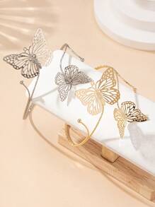 1 件简约百搭浪漫法式风格小众金属蝴蝶胸针，适合派对、度假、日常佩戴 - 彩色 - 查看 7