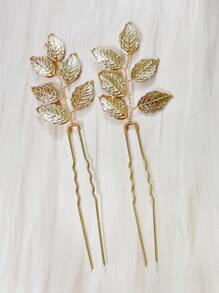 1PC Golden Leaf Hairpin Bridal Hair Accessories, Wedding Hair Accessories U-Shaped Hairpin Pin Hairpin, Beautiful Bridesmaid Hairpin, Leaf Hairpin Gold, Bohemian Style, Wedding Hair Accessories, Suitable For Brides And Bridesmaids Wedding Hair Piece Gifts