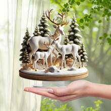 2D 平面 [雪林装饰] 雪林亚克力驯鹿桌面装饰，艺术装饰风格，多用途，无需电力，适合圣诞节和节日展示，风格随机