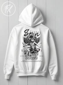 Blusa Moletom  Anjo Skateboard Retrô Thug Life Dóllar Fire CANGURU 2349 Fluxo Fx - Branco - Visão 1