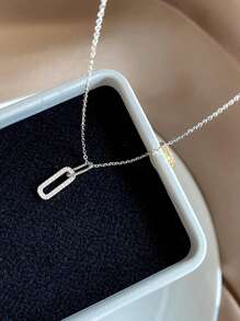 BALMORA 1入組時尚S925銀雙環連接吊墜項鍊帶可調節流蘇適合女士,生日禮物 - 銀色 - 查看 7