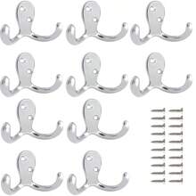 重型双挂钩金属壁挂式衣架挂钩，适用于客厅、浴室、厨房、卧室，用于悬挂外套、包、围巾、毛巾、帽子、钥匙、杯子、橱柜装饰配件