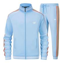 Conjunto de chandal para hombres, chándal de entrenamiento para hombres, ropa de sudadera - Celeste - Ver 2