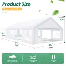 CAROMA 20x30 Party Tent Heavy Duty Tent, Carpas Para Fiestas With 6 Removable Sidewalls & 4 Built-In Sandbags, Wedding Tents For Parties,Wedding,Outside UV50+ Waterproof, White - 白色 - 查看 3