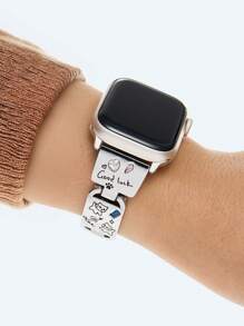 1 pieza Banda de reloj de Apple de mujer de lujo de aleación con diseño de gato de rhinestone plateado, se ajusta a 38mm/40mm/41mm/42mm/44mm/45mm/46mm/49mm, compatible con Ultra/SE/S10/S9/8/7/6/5/4/3/2/1, de moda y versátil, regalo para el Día de San Valentín y Acción de Gracias