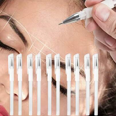 2pcs/3pcs/4pcs/5pcs/6pcs/10pcs /20pcsWhite Eyebrow Microblading Marker Pen, Skin Marker Pen, Eyebrow Permanent Makeup Tattoo Position Mapping Mark Tools