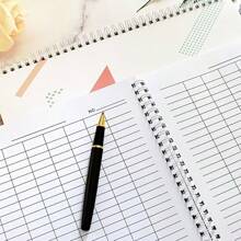 1 Spiral Notebook Universal Grid Attendance Record Book, Work Log Horizontal Version (23 Rows And 14 Columns), Vertical Version (34 Rows And 8 Columns), Data And Inventory Management Ledger, Financial Accounting, Student And Work Purpose - Text,Back To School,School Supplies