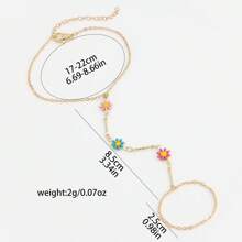 1pc Exquisite Zirconia Pendant Finger Rings Bracelets For Women Boho Connected Hand Harness Bracelets Wedding Jewelry Gift - Gold - View 7