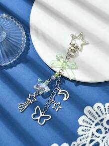 1pc Y2K Style Cute Bow Acrylic Pendant Metal Key Chain Suitable For Women Bag Keyring Gift